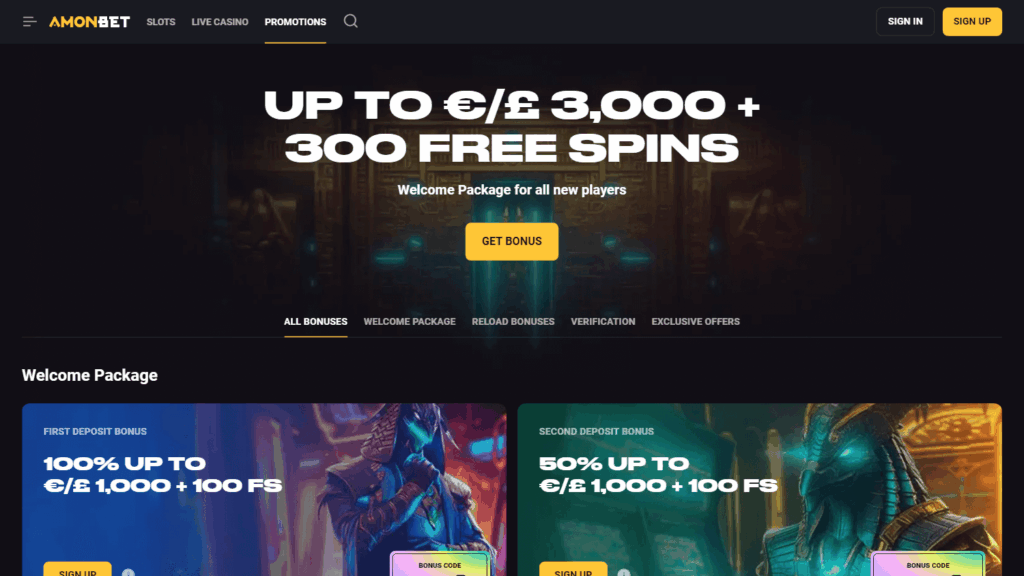 Amonbet bonuses