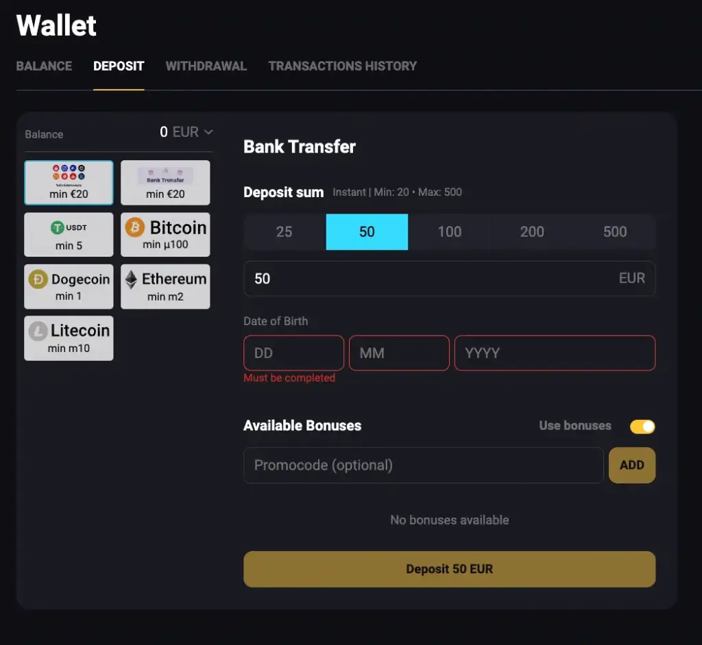 deposit method